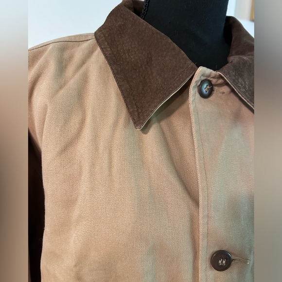 unisex camel cotton brown suede collar barn jacket quilted lining medium - Picture 3 of 7